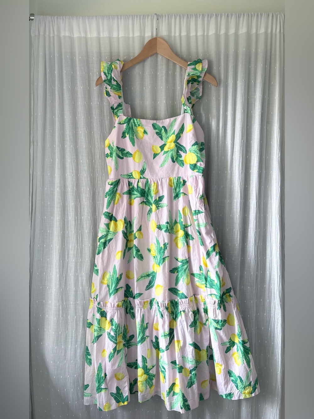 J. Crew Pink Lemon-Print Sundress with Green Accents - Picture 2 of 8
